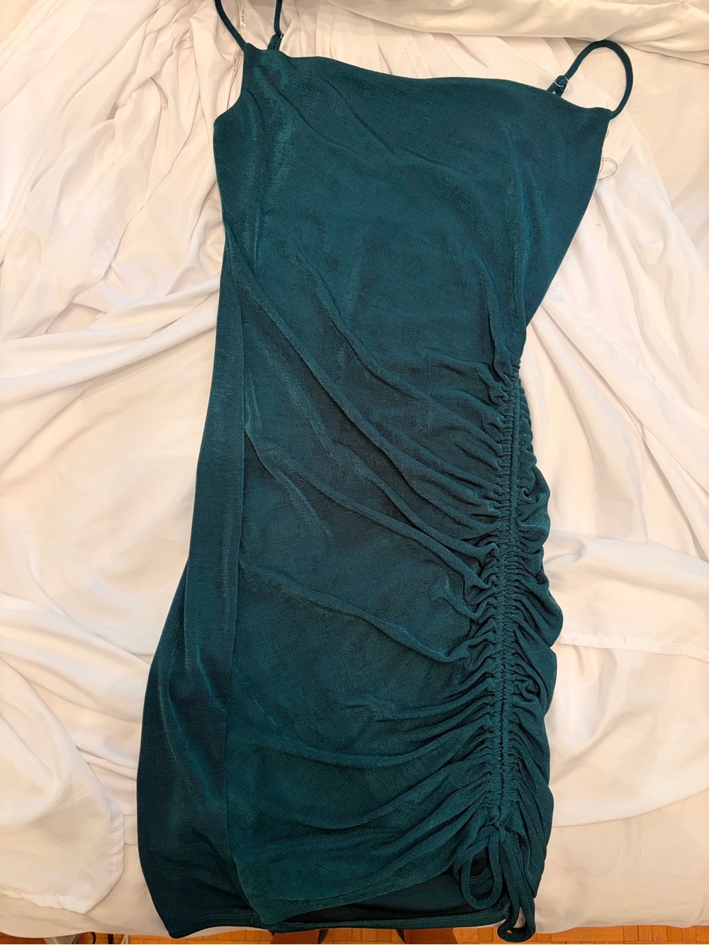 Story On Teal Ruched Bodycon Mini Dress Sz M
